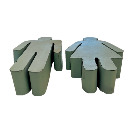 Vintage Mint Green Metal Male Female Restroom Signs Bathroom French Toilet - Picture 4 of 9